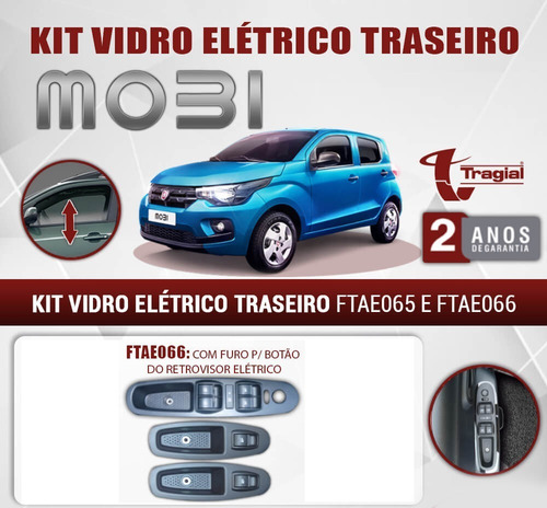 Kit Vidro Fiat Mobi Traseira Tragial Com Furo Retrovisor