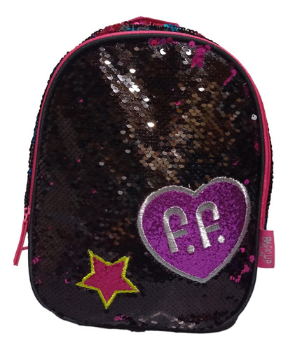 Mochila Lentejuelas  Reversibles 12    Negra/fucsia