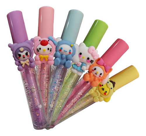 Lip Gloss Con Aroma De Hello Kitty Y Sus Amigos Set De 6 Pz