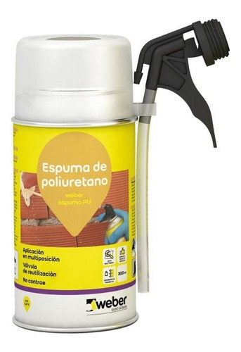 Imagen 3 de 5 de Espuma Poliuretano Expandido Aerosol 300ml Weber 990090 Mm