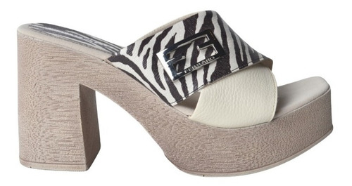 Imagen 1 de 5 de Zuecos Sandalias Taco Alto De Cuero De Mujer Linx - Ferraro