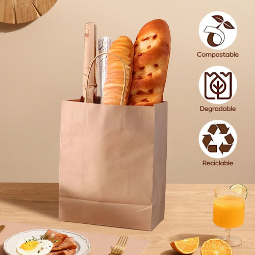 50 Bolsas De Papel Kraft Ecológicas Portátil Decorativas TIANZHI color Marrón