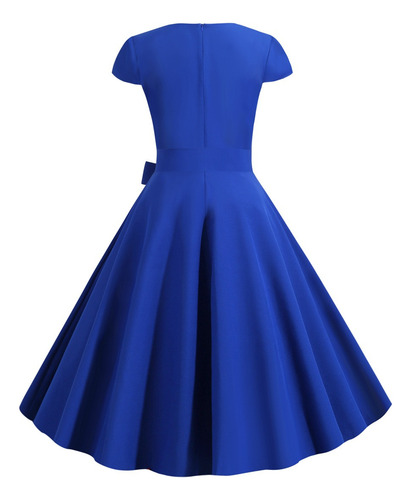 Vestido De Vestir Con Cuello De Mujer, Manga Corta, Cinturón