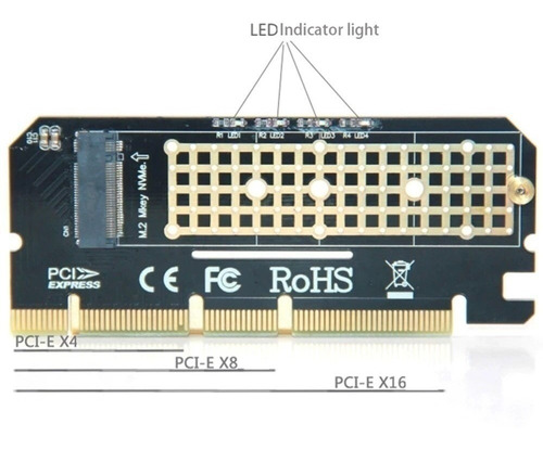 Imagem 3 de 4 de Adaptador Pcie 3.0 Express 4x 8x X16 P/ Ssd Nvme M.2 M2 Mkey