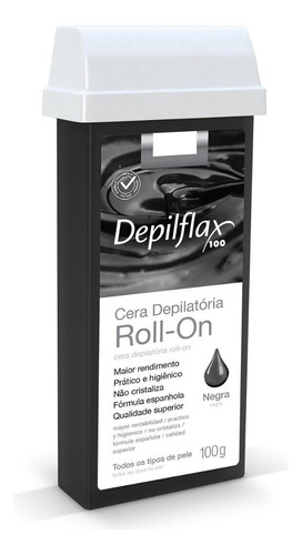 Kit Cera Refil Roll On Depilflax Negra 100g 6 Un