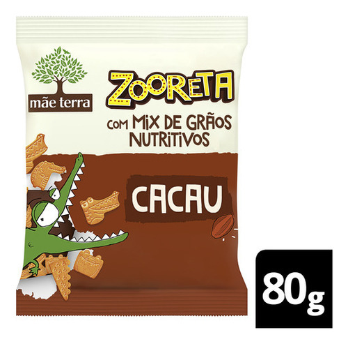 Biscoito integral orgânico cacau Mãe Terra zooreta 80g