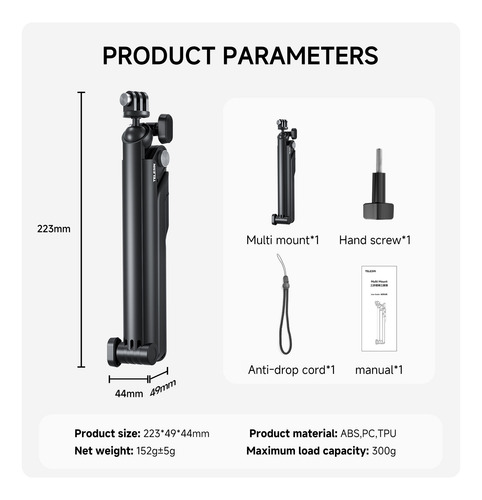 Novo TriPod Mantis Dobrável Integrado Para Dji Action 3/4