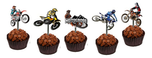 Moto Motocross 50 Apliques Tags Topper P/ Doces 