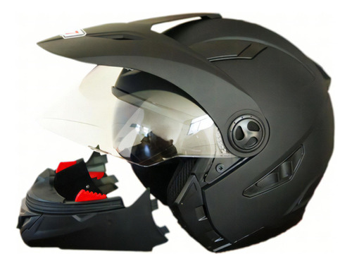 Casco Para Motociclista Md-900 Series Dot R7 Racing Color Negro Tamaño del casco L