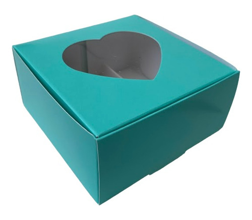  Caja Aguamarina Visor 10x10x5 Bombones X 25 Unidades