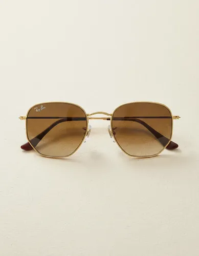 Óculos De Sol Rb3548 Hexagonal Marrom Degradê Lente Cristal Retangular Marrom Degradê Dourado