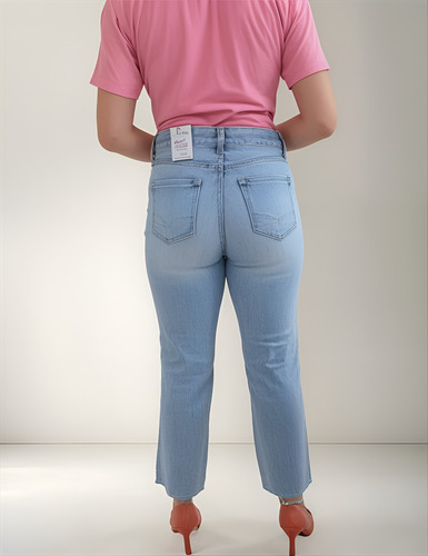 Pantalon Mom Petite Jean Mezclilla Time And Tru 99 % Algodon