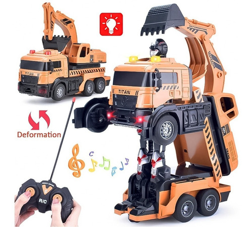 Auto A Control Remoto Transformer Robot Excavadora