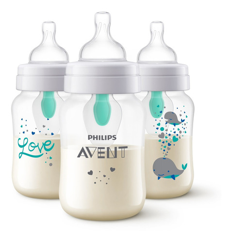 Set Biberones Anticolicos Philips Avent 9oz/260ml Deco 3pz