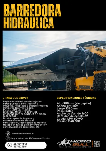 Barredora Hidráulica - Accesorio Para Minicargadora O Bobcat