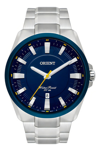 Relógio Orient Masculino Mbss1356 D1sx Azul Aço Analogico Cor da correia Prata