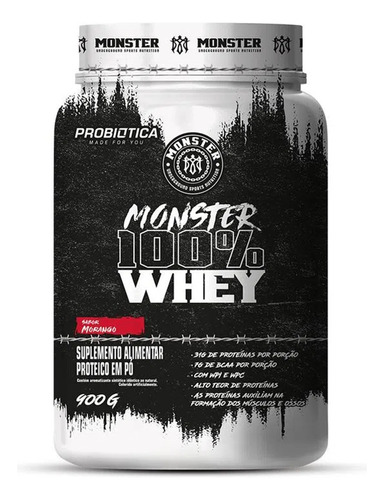 Suplemento Pó Monster 100% Whey Probiótica 900g 31g Proteína