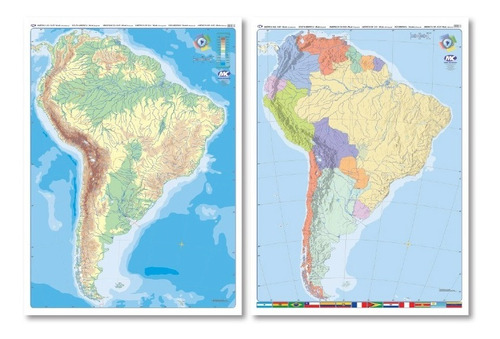 Mapa América Del Sur -mudo -plastificado 95x130cm - Mural