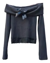 Comprar Sweaters Corto Crop Manga Bote Noche Fiesta Puntilla Mujer