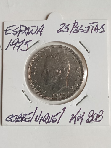 España 1975. Moneda De 25 Pesetas C/ Error. Leve Giro. Mira! (Usado)