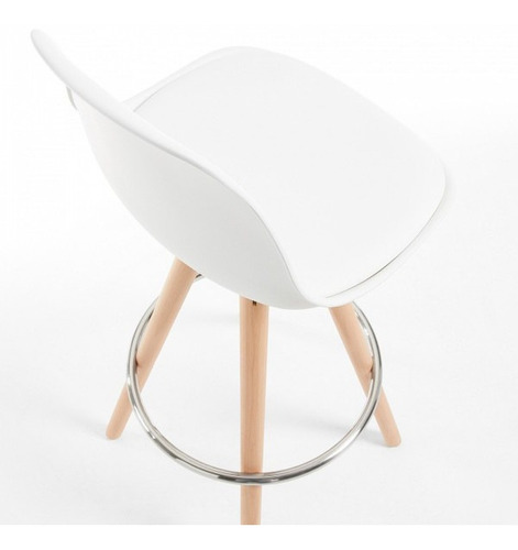 Imagen 5 de 5 de Silla Bar Eames Alta Base En Madera Blanca