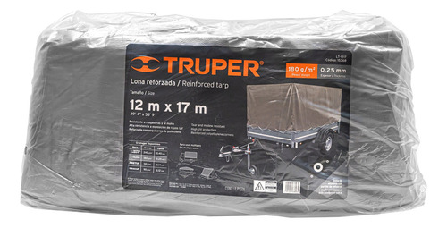 Lona Reforzada Gris 12 X 17 Mt Truper 15368