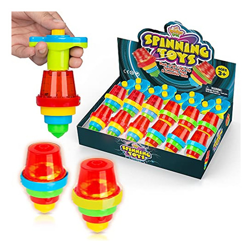 Light Up Spinning Tops Para Niños, Juego De 12  S Gira...