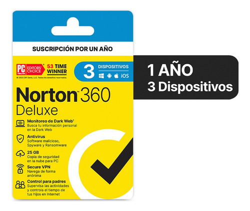 Antivirus Norton 360 Deluxe 3 Dispositivos 1 Año
