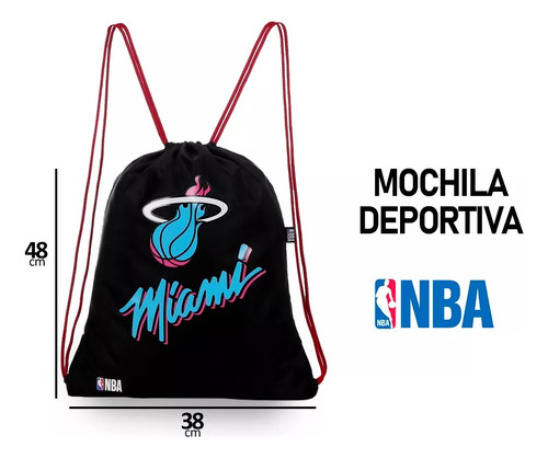 Mochila Botinero Marinero Basket Deporte Nba Equipos Oficial Color Negro