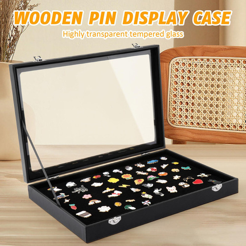 Jpd Pin Display Caso Broche Pino Organizador De Vidro Preto