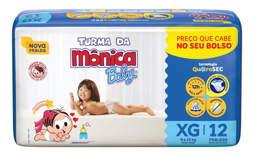 Fralda Turma Da Monica Jumbinho Xg Pacote C/12un Xg