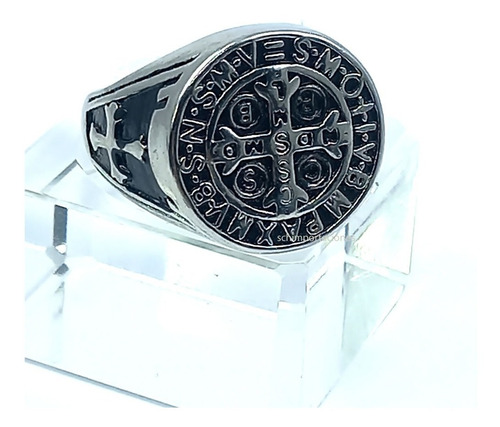 Imagen 3 de 7 de Anillo - Cruz De San Benito - Consagrado - Acero- Protector