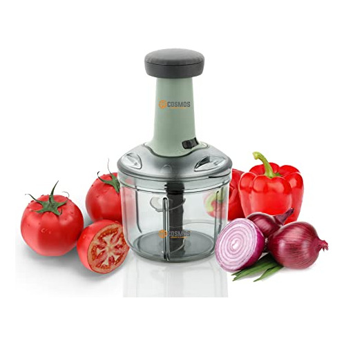 E-cosmos Comida Chopper 900ml, Acero Grande Manual Mano-pren