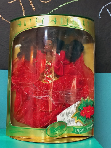 Imagem 2 de 6 de Barbie Collector Happy Holiday 1993 Negra Festiva Natal