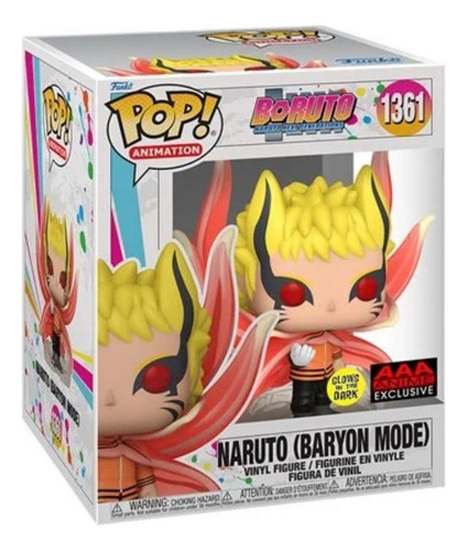 Funko Pop #1361 - Modo barión de Naruto - Glow - Exclusivo de Aaa