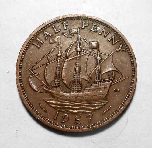 Gran Bretaña Half Penny 1957 - Isablel Il - Km#896