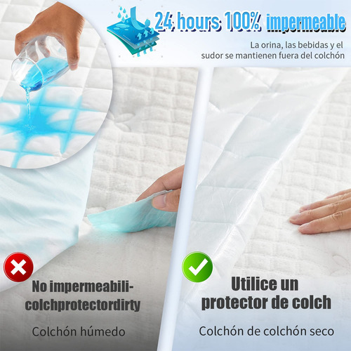 Protector De Colchón Impermeable Cobertor Matrimo Queen King Blanco Liso King