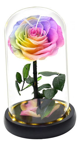 Rosa En Cúpula De Cristal Con Luces, Flor Con Luz Led,