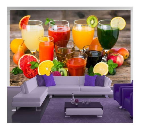 Papel De Parede Suco Frutas Smoothies Polpa 3d 6,5m² Al175