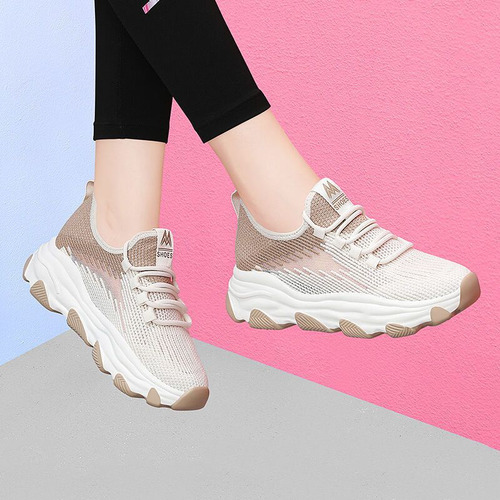 Zapatillas Deportivas Transpirables Casuales Para Mujer Con Tacón Plano