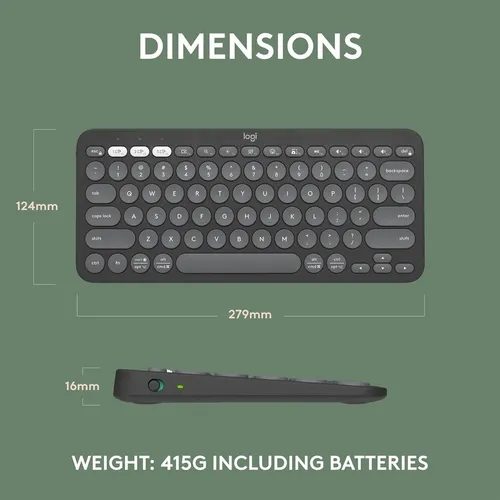Logitech Pebble Keys 2 K380s Teclado Bt Multi-device Grafito