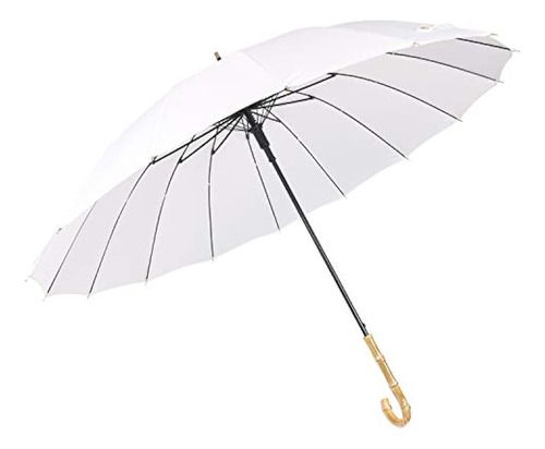 Threeh Bamboo Stick Umbrella Auto Open Solid Color Moda Y Si