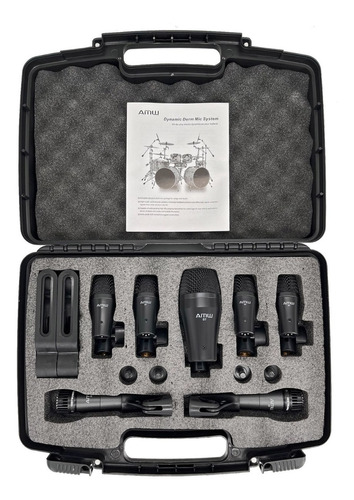 Kit De 7 Microfones Para Bateria Profissional Amw D7 + Case