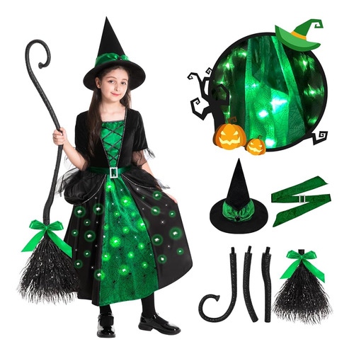 Disfraces De Halloween De Poshetion Witch Para Niñas, Vestid