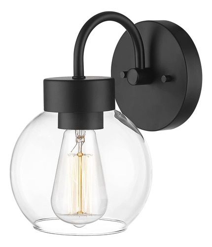 Wla1433-mbk - Lámpara De Baño De 1 Luz Negra Mate Sobre Espe