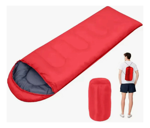 Bolsa De Dormir Termica Camping Campamento Liviana Capucha Rojo