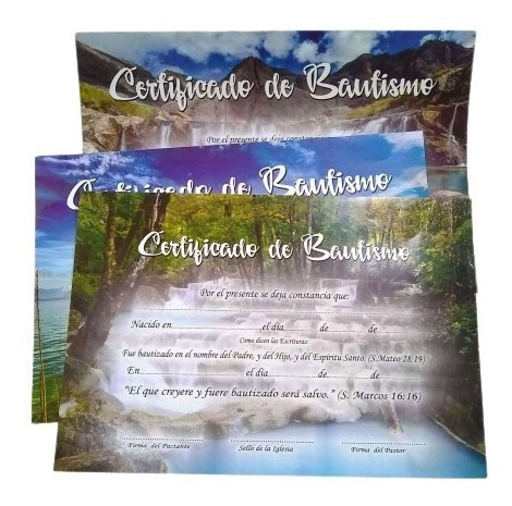 Imagen 2 de 9 de Certificados De Bautismo - Pack X 20 Unidades