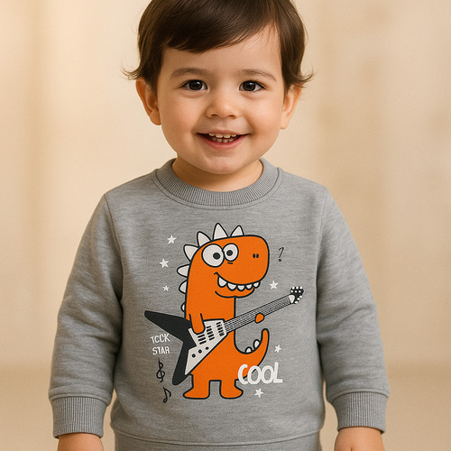 Buzo Friza Para Bebe Estampa Dino 8 A 24meses Super Abrigado