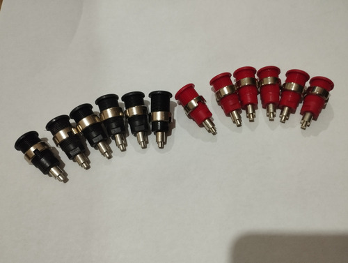 10 Conectores Banana Fêmea 4mm 30a - Plástico Preto E Vermelho