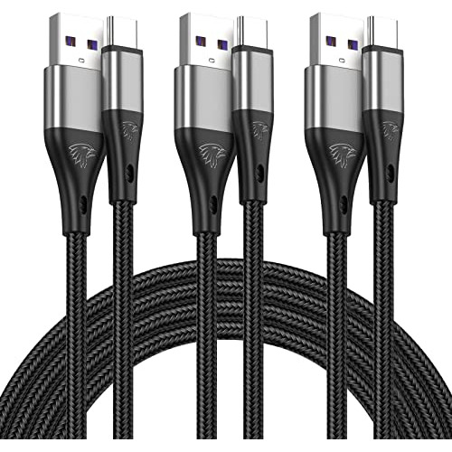 Cable Usb Tipo C De Carga Rápida, Paquete De 3 Cables De Car